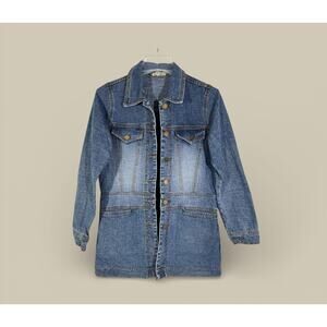 Boho Chic Jean Jacket Blazer - Doki Geki Woman’s S - Blue Denim - Casual Classic